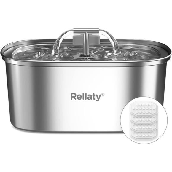 Cat Water Fountain Stainless Steel: 3.2L/108oz Pet Fountain Water Bowl Dog - Picture 1 of 6
